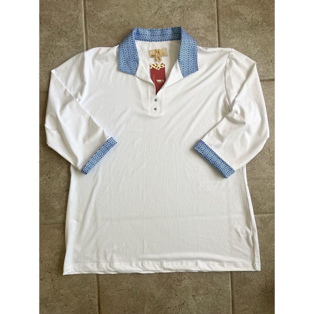 Sport Haley Sz. XXL NWT Women’s White Golf Polo Blue Collar Stretch Athletic
